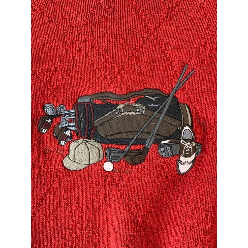 Pinnacle Vintage Crew Neck Long Sleeve Golf Grandpa Sweater Made‎ In USA Size L